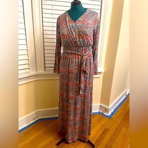 POKWAI Women's Long Sleeve Maxi Dress - Bohemian